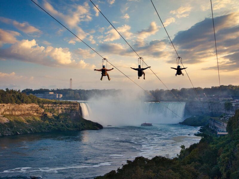 Niagara Falls zipline at sunset