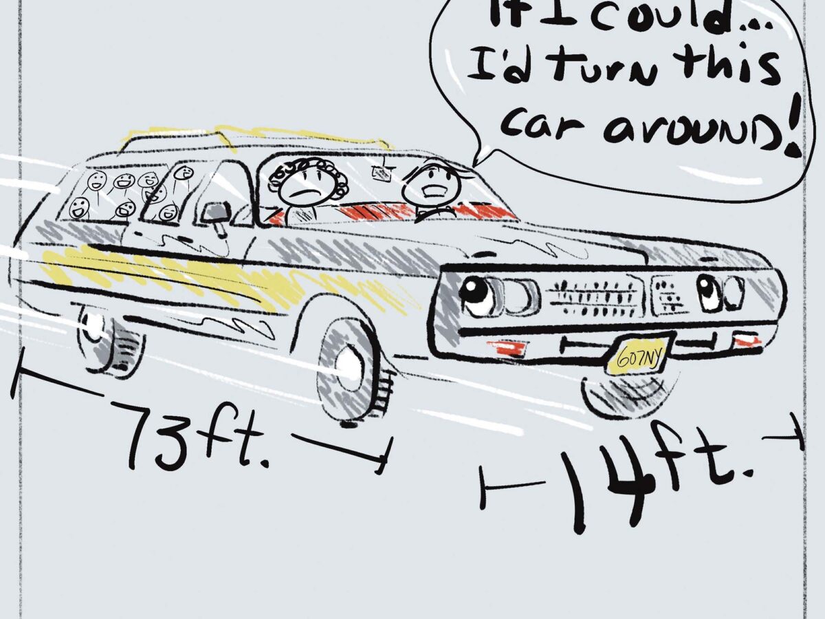 kids drawing of the family car