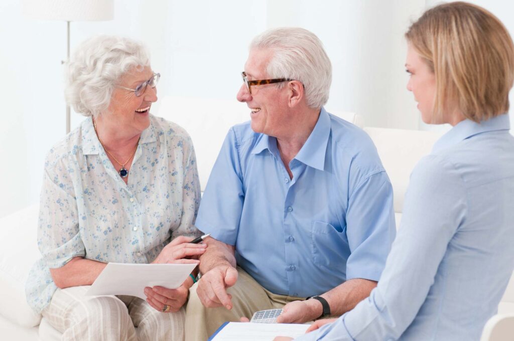 people talking with an advisor