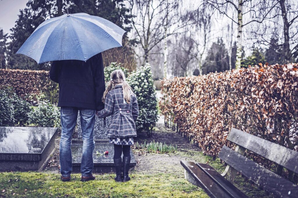 people in a cemetery